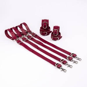 Genuine <b>Leather</b> Bed Restraints High Quality Bondage Straps Set Adjustable <b>Wrist</b> Ankle <b>Cuffs</b> Belts Set RTTS-0123 - Product Image 1