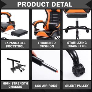 Ergonomic PU Leather Gaming Chair with Adjustable Height Wheels for Office Desk or Video Game Play - Product Image 6