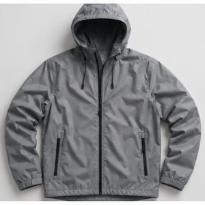 Veste coupe-vent à capuche pour homme, grise, légère, zippée, décontractée, pour l'extérieur, saison automne, en polyester - Product Image 1