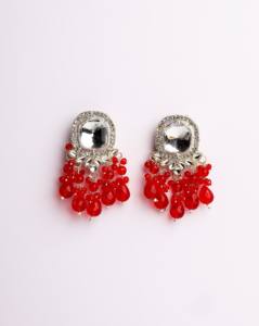 Pendientes de lujo con cuentas rojas pastel, hechos a mano, estilo Kundan, tono dorado tradicional, étnicos, para boda, venta al por mayor para mujer - Product Image 2