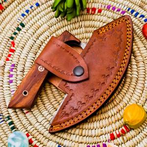 Cuchillo Ulu de Damasco Hecho a Mano con Mango de Madera – Cuchillo de Chef Premium para Exteriores - Product Image 6