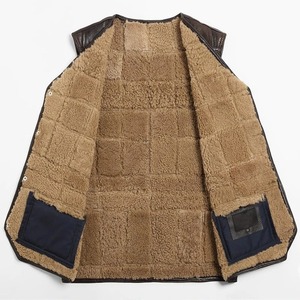 Gilet en cuir d'agneau véritable pour homme, doublé de fourrure, gilet d'hiver en cuir d'agneau pour homme avec doublure en fourrure - Product Image 2