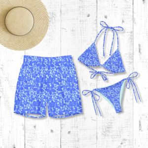 Custom Floral Print Matching Couple Swimwear Set High Quality <b>String</b> Bikini Beachwear Outfits - Product Image 1