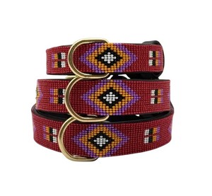 Collier de luxe pour chien en cuir véritable avec rubans, design géométrique traditionnel Maasai, boucle en laiton massif, motif animalier - Product Image 3