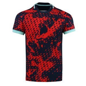 Camiseta de Rugby Deportiva Transpirable de Primera Calidad, Nueva, Moderna, en Rojo y Azul Marino, con Contraste de Color, Buen Proveedor, Absorbe la Humedad - Product Image 1