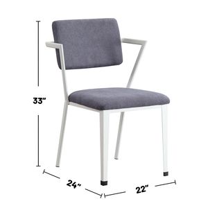 Sedia da Ufficio Imbottita Grigia e Bianca con Telaio in Metallo, Comoda Seduta per Ufficio - Product Image 3