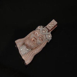 Colgante de Plata S925 Chapado en Oro Rosa con Diamantes Finos Clásicos, Colgante Personalizado con Diamantes Certificados IGI para Hombre - Product Image 5