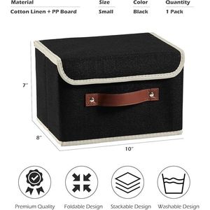 Piccola Scatola Portaoggetti Nera in Cotone e Lino con Coperchio, Elegante Soluzione Organizzativa - Product Image 2