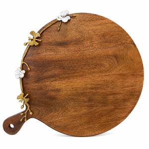 Wood Charcuterie Board with Gold Ginkgo Leaf Handle Custom <b>Wooden</b> Cheese Board Premium Acacia Serving Platter for Wedding - Product Image 6