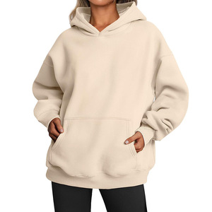 Sudadera con Capucha para Mujer, Estilo Europeo y Americano, Otoño e Invierno, Color Sólido, Holgada, Manga Larga, OEM - Product Image 1