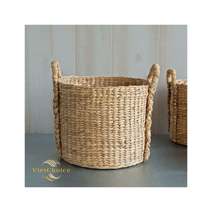 VIETCHOICE 100% High Quality Water Hyacinth <b>Basket</b> Customizable Durable Eco-Friendly <b>Foldable</b> Vintage Style Furniture - Product Image 5
