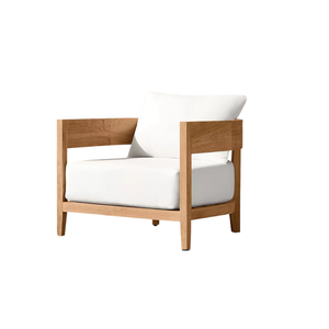 Sillón de Jardín de Teca Sólida con Acabado Natural, Diseño de Brazos Curvos Premium, Resistente a los Rayos UV, Cojín Grueso, Muebles de Jardín de Lujo - Product Image 5