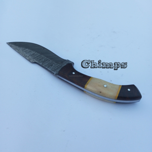 Couteau de chasse d'extérieur de qualité supérieure, lame fixe en acier Damas, à changement rapide, qualité industrielle, os de chameau, bois de noyer - Product Image 5
