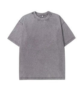 T-shirt Streetwear Homme Personnalisé Vintage Délavé avec Logo Frontal, Coupe Oversize Épaules Tombantes, Écologique, Respirant, 100% Coton, Séchage Rapide - Product Image 4