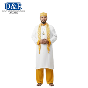 Ensemble de prière islamique professionnel pour hommes, fabrication OEM malaisienne, best-seller, tenue musulmane traditionnelle modeste, kurta pyjama en polyester, robe indienne - Product Image 5