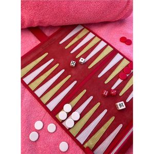 Jeu de backgammon de luxe en cuir enroulable, portable, avec pochette zippée, logo personnalisé, jeu de backgammon artisanal - Product Image 2