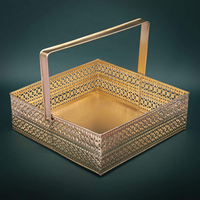 Panier de rangement ovale en métal doré, plateau décoratif multifonctionnel, panier de service, panier cadeau, organisateur, décoration d'intérieur