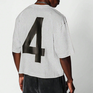 Camisetas de estilo urbano para hombre, corte holgado, hombros caídos, 100% algodón, camisetas deportivas para chico, cuello redondo, camiseta holgada para hombre, OEM - Product Image 4