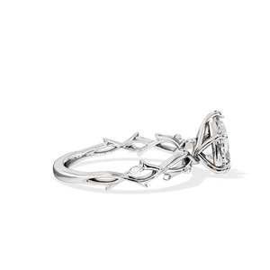 Anillo de compromiso de oro de 14 quilates con diamante talla pera para mujer, engaste de púas, estilo floral - Product Image 5