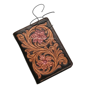 Handmade Tooled Leather <b>Passport</b> Holder RFID Blocking Travel <b>Wallet</b> Floral Carved Cover Card Slots - Product Image 1