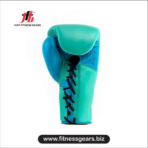 Gants de boxe Just Fitness Gears en PU, avec lacets, pour adultes, respirants, couleur vert-bleu - Product Image 3