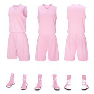 Ensemble d'uniformes de basketball sur mesure en gros, nouveau design, séchage rapide, 100 % polyester, maillot de basketball sans manches à col en V pour adultes - Product Image 4