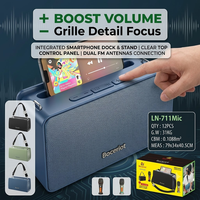 Enceinte Karaoké Boombest LN711MIC avec 2 Microphones Sans Fil, Puissance Élevée 45W, Idéale pour Mariages en Extérieur, Camping, Urgences - Vente en Gros