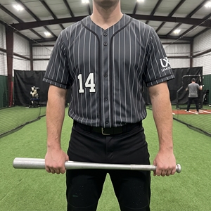 Camiseta de Béisbol Personalizada con Rayas de Carbón, Cierre de Botones, Nombre y Número del Jugador Bordados, Camiseta de Softbol para Hombre, Manga Corta, 280g - Product Image 6