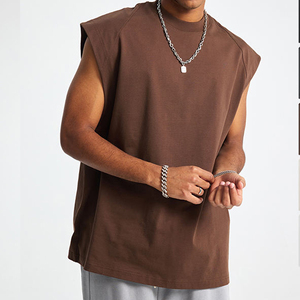 2026 Unisex 275gsm Cotton Cropped Boxy Sleeveless T-<b>Shirt</b> with Wide Shoulder Summer Sleeveless Boxy Crop T <b>Shirt</b> - Product Image 1