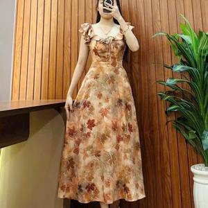 เดรสยาวเรียบหรูสำหรับผู้หญิง สวมใส่สบาย เหมาะสำหรับโอกาสต่างๆ ทรงเข้ารูป ผ้าไหม แขนสั้น ซักได้ - Product Image 2
