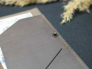 Vintage Genuine Leather Luxury Handmade Bill Holder Retro Real Leather Bill <b>Folder</b> Heritage Restaurant LBH-0234 - Product Image 2