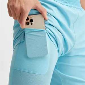 Shorts de Baño para Hombre, de Secado Rápido, Color Sólido, Cintura Elástica, Largo Medio, Casual, Azul Claro, Tejido de Poliéster - Product Image 3