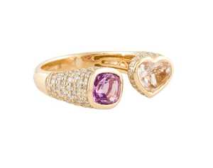 Premium Unheated Blue Sapphire Two Stone <b>Open</b> Cuff <b>Ring</b> Solid Gold Minimalist Designer <b>Ring</b> Unheated Sapphire Twin Stone Adjust - Product Image 2