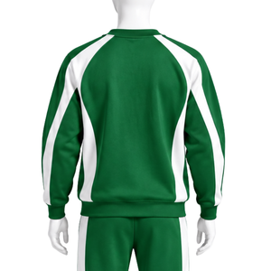 Ensemble de survêtement vert avec bande latérale contrastante, sweat-shirt à capuche et pantalon de jogging, tenue de sport décontractée deux pièces - Product Image 4