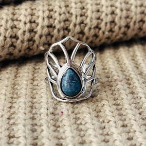 <b>Lapis</b> <b>Lazuli</b> Lotus Brass <b>Ring</b> Silver Plated Floral Statement Wholesale <b>Ring</b> for Women - Product Image 1