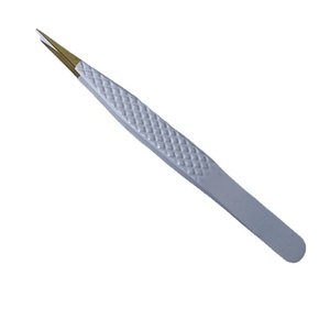 Pinzas blancas y doradas mate, venta al por mayor, pinzas para pestañas de calidad fina de acero inoxidable, pinzas para pestañas rectas y curvas de alta calidad - Product Image 1