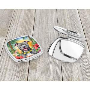 Pit Bull Terrier Luau espejo de maquillaje de mano plegable compacto para mujeres espejo de bolsillo decorativo de viaje Ideas de regalo para niñas - Product Image 3