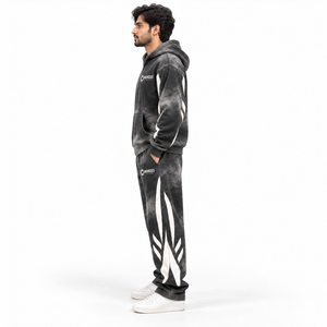 Ensemble de survêtement unisexe 2 pièces en polaire 100 % polyester écologique, personnalisable avec impression et broderie, style streetwear, vente en gros - Product Image 3