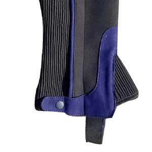 High Quality Genuine Leather Lightweight Unisex English Half <b>Chaps</b> Hook Loop Closure Buckles women Training Customized Logo - Product Image 6