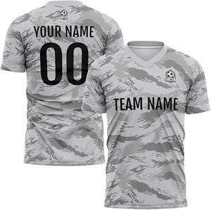 เสื้อฟุตบอลพรีเมียมสำหรับผู้ชาย ลายพราง พิมพ์ลายแบบซับลิเมชั่น คอวี ระบายเหงื่อได้ดี แขนสั้น ทรงปกติ ชุดทีมสำหรับผู้ใหญ่ - Product Image 2