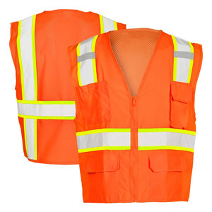 Workwear High Visibility Winter Security Zipper Vest <b>Jackets</b> Construction Safety Reflective Tape <b>Worker</b> Vest For Sale - Product Image 1