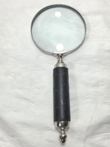 Loupe de poche avec poignée en cuir noir, loupe de bureau vintage en métal argenté, cadeau de luxe pour le bureau, artisanat - Product Image 6