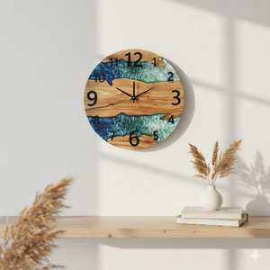 Handmade Olive Wood & Epoxy Resin Wall <b>Clock</b> Custom Resin Wall <b>Clock</b> for Home Living Room Hot Selling - Product Image 1