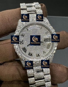 Reloj de Acero Inoxidable con Diamantes Moissanite de Lujo Unisex, Marca Original Blue Moon, Estilo Hip Hop, Mecánico, Brillante y Premium - Product Image 3