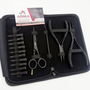 Kit professionnel d'extensions de cheveux noir mat pour coiffure, ciseaux de barbier, pince à une seule fente, prise en main confortable, durable, avec logo - Product Image 2