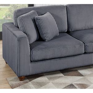 Divano Sezionale Contemporaneo a 2 Pezzi XL in Tessuto Corduroy Felpato Grigio Scuro per Soggiorno, Divano LAF, Chaise RAF, Cuscini Inclusi - Product Image 5