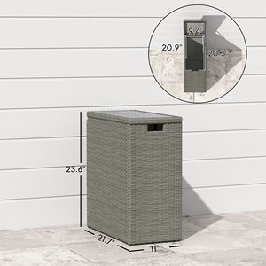 "17 Gallon Wicker Deck Storage <b>Box</b> with Acacia <b>Wood</b> Top for Patio Cushions & Garden <b>Tools</b>-Gray" - Product Image 3