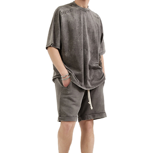 Men's Knee Length High Street Mid-Rise Eco-Friendly Breathable Terry Casual Shorts 100% Cotton Washed <b>Elastic</b> Waist Summer - Product Image 5