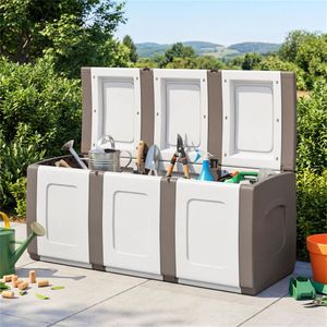 Extra Large 80-Gallon Outdoor Deck Storage <b>Box</b> Waterproof PP with <b>Lockable</b> Lid Beige - Product Image 6