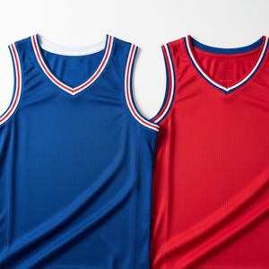Maillots de basket personnalisés à séchage rapide avec logo frontal, en tissu mesh respirant, sans manches et avec options de tailles - Product Image 6